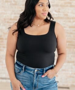 Always Right Square Neck Tank in Black - Fashion Are Us, LLC